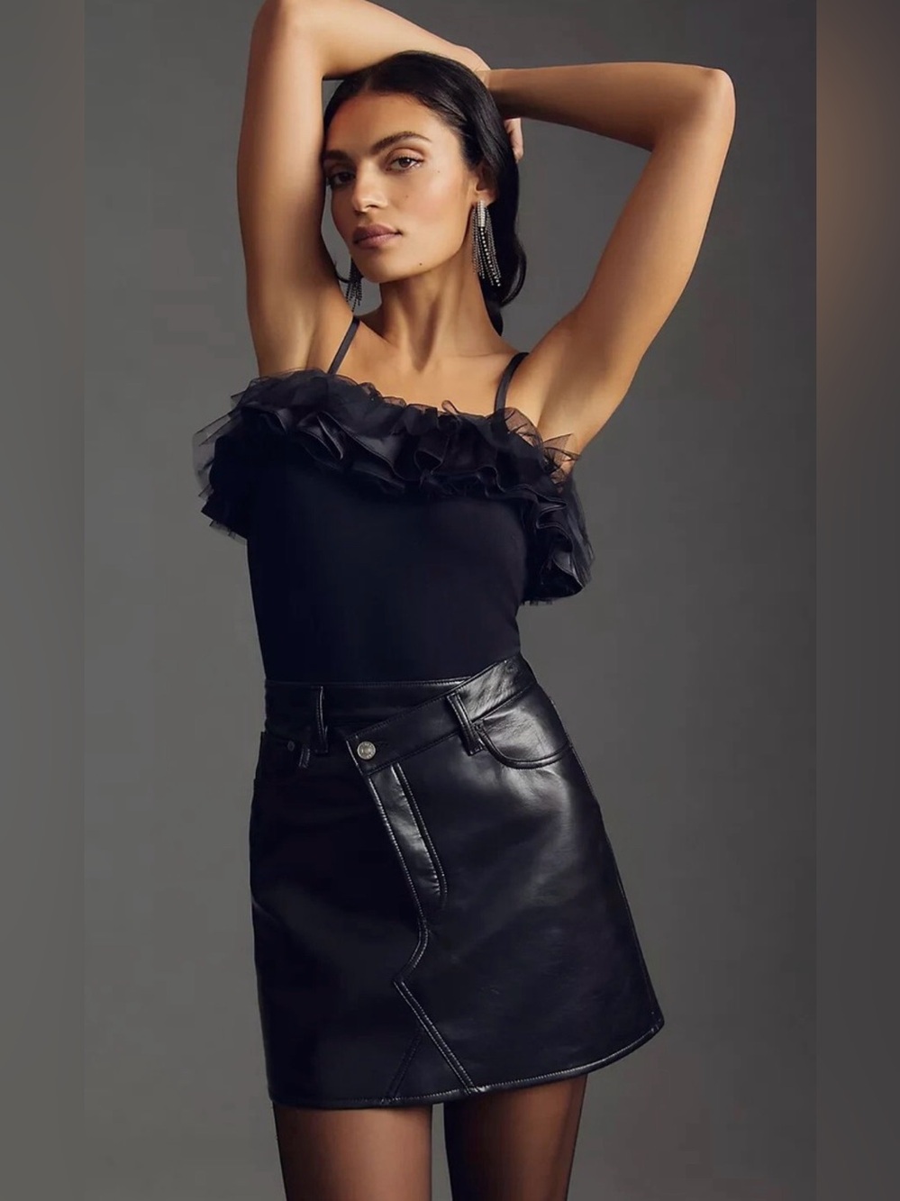 Anthropologie Sunday in Brooklyn Ruffled Off-The-Shoulder Top in Black